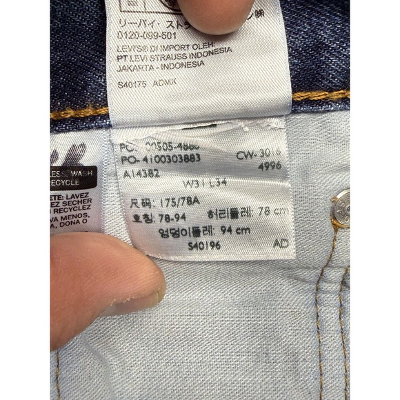 Levis 505 Jeans Mens 31x34 Blue Denim Straight Leg Medium Wash Casual Pants - Picture 12 of 12